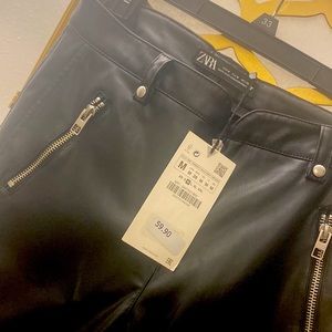 Zara vegan leather pants, black, new with tags, never worn